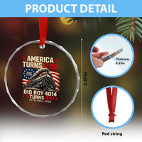 America Turns 250 Steam Locomotive Turns 85 Crystal Glass Ornament Vintage Railroad Steam Engine 85th USA 250th Anniversary