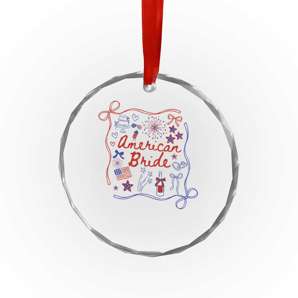 American Bride Bachelorette Party Crystal Glass Ornament Coquette Bow 4th Of July - Wonder Print Shop