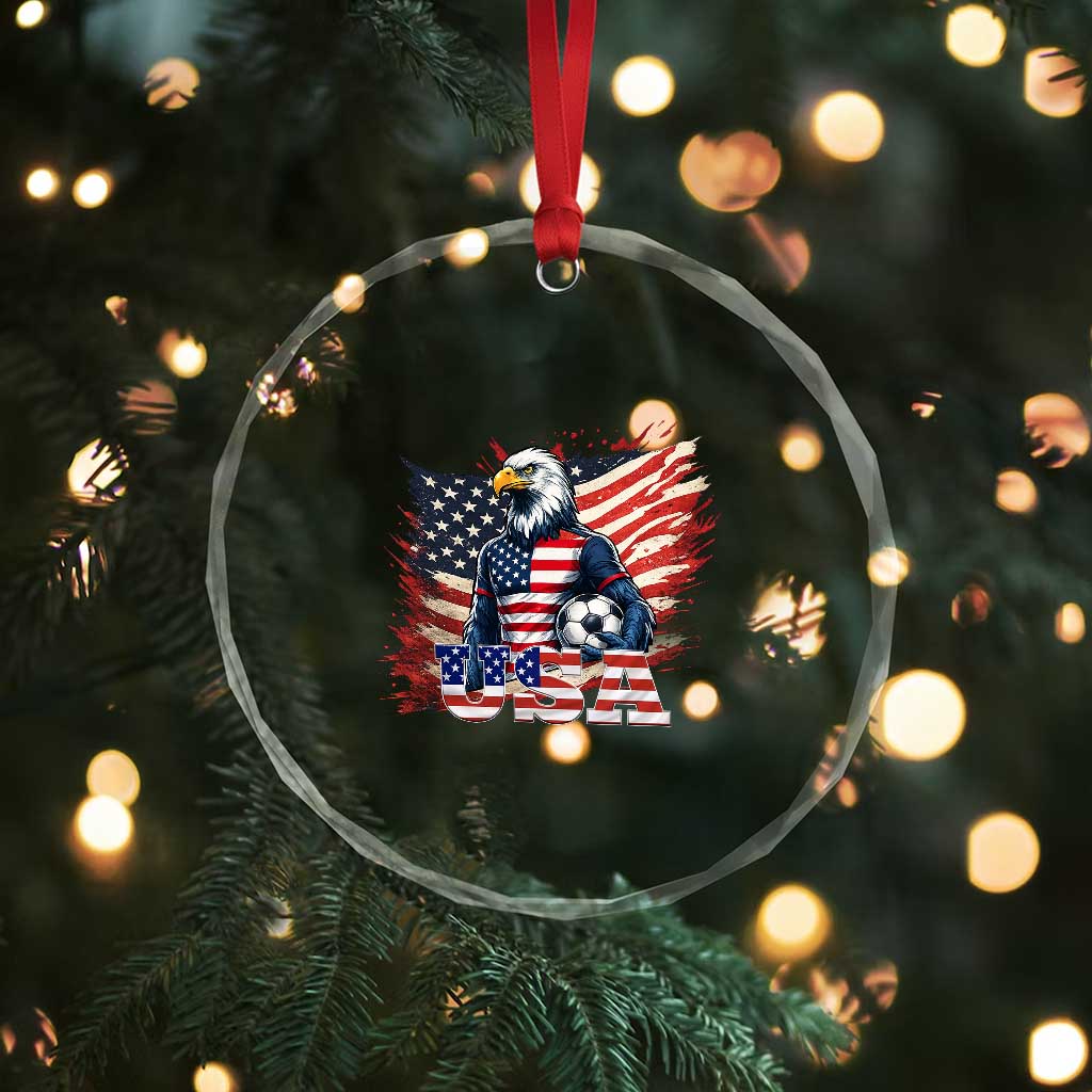 American Eagle And Soccer USA 2026 Supporter Crystal Glass Ornament