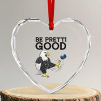 American Eagle Be Pretti Good Heart Crystal Glass Ornament Minneapolis Support Gift
