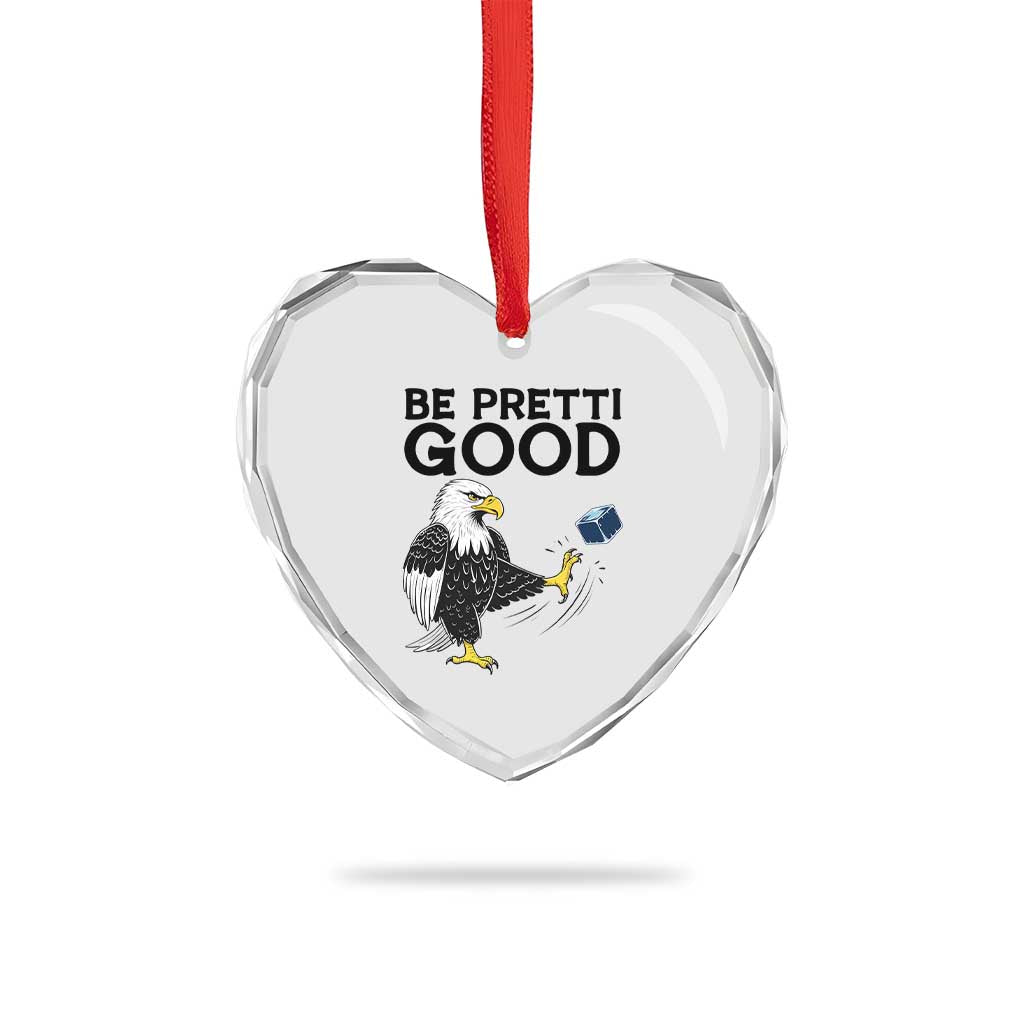American Eagle Be Pretti Good Heart Crystal Glass Ornament Minneapolis Support Gift