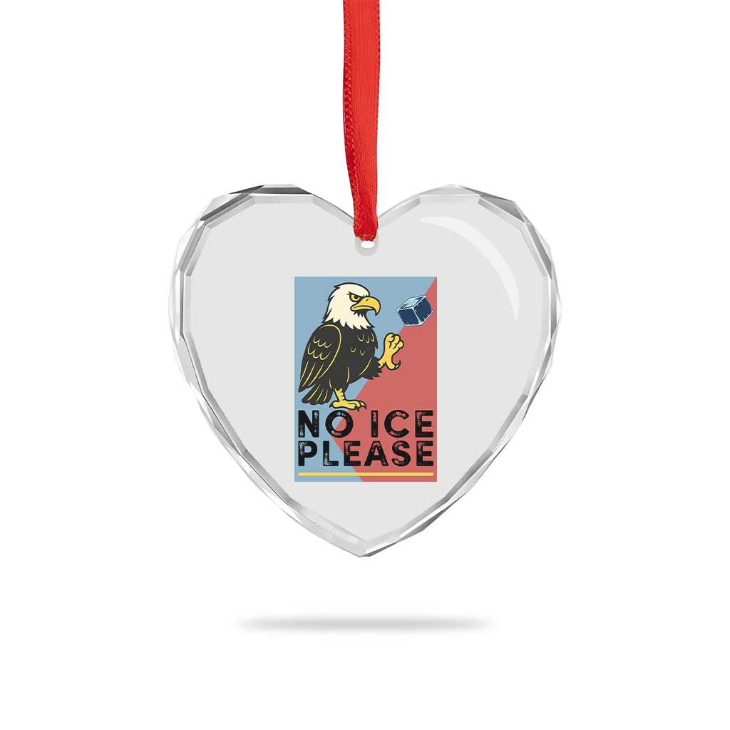 American Eagle No Ice Please Heart Crystal Glass Ornament Minnesota Protest Support Gift