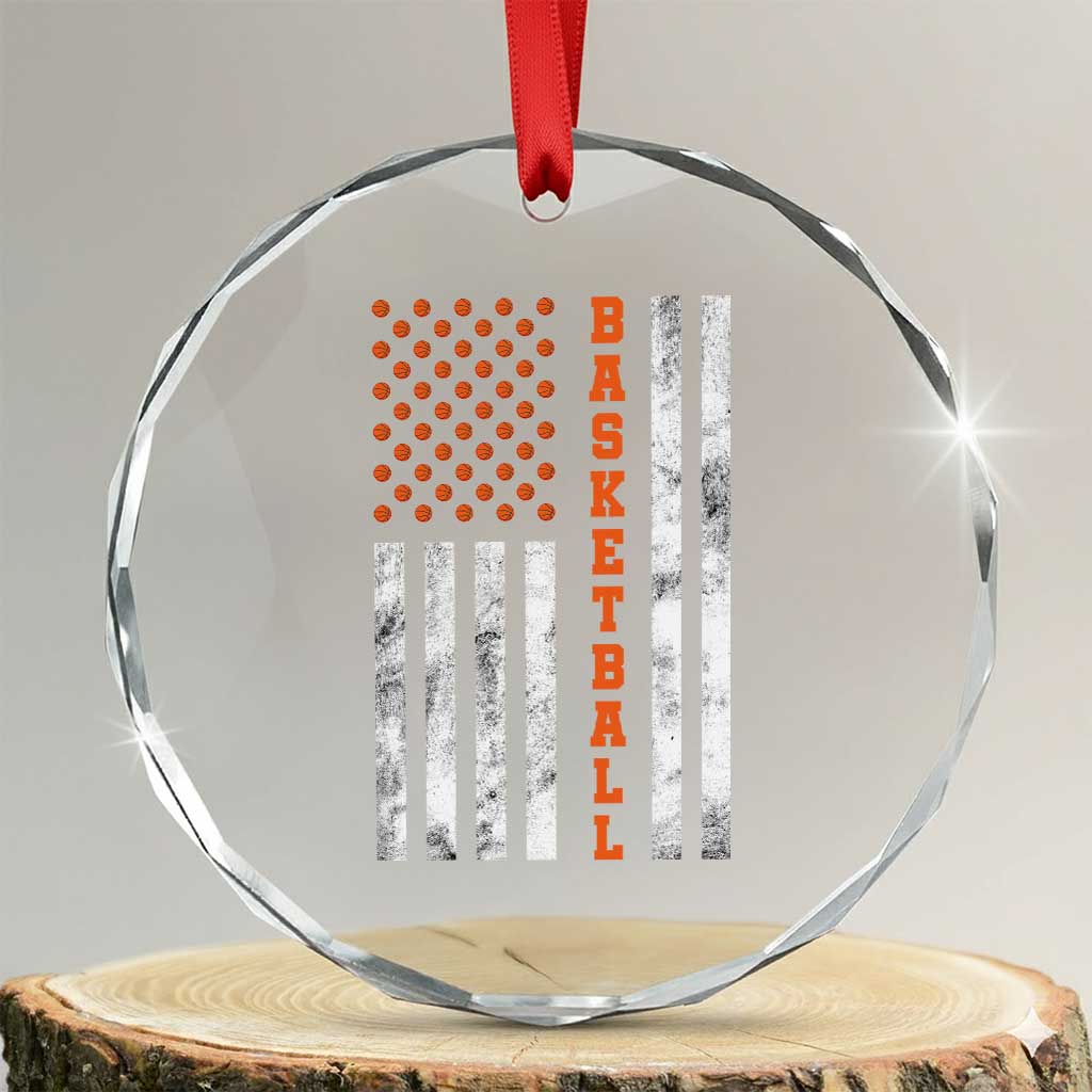 American Flag Basketball Crystal Glass Ornament USA Sports Fan