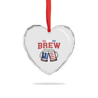 American Flag Beer Lover Heart Crystal Glass Ornament Red White And Brew