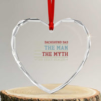 American Flag Dachshund Dad Heart Crystal Glass Ornament The Man The Myth The Snack Dealer