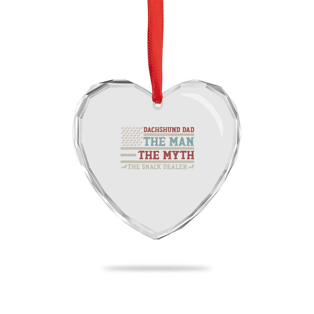 American Flag Dachshund Dad Heart Crystal Glass Ornament The Man The Myth The Snack Dealer