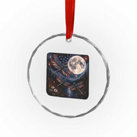 American Flag Dragonfly Patriotic 4th Of July Crystal Glass Ornament
