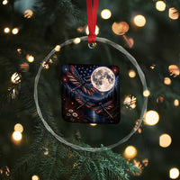 American Flag Dragonfly Patriotic 4th Of July Crystal Glass Ornament
