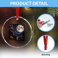 American Flag Dragonfly Patriotic 4th Of July Crystal Glass Ornament