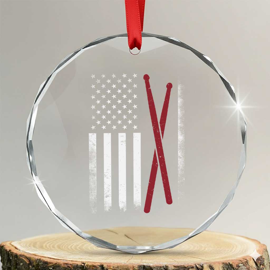 American Flag Drumsticks Crystal Glass Ornament USA Drummers Vintage Drum Sticks - Wonder Print Shop