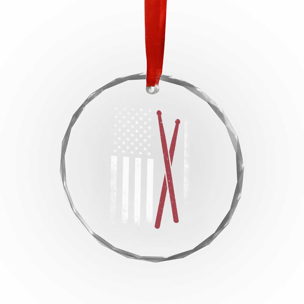 American Flag Drumsticks Crystal Glass Ornament USA Drummers Vintage Drum Sticks - Wonder Print Shop