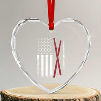 American Flag Drumsticks Heart Crystal Glass Ornament USA Drummers Vintage Drum Sticks - Wonder Print Shop