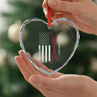 American Flag Drumsticks Heart Crystal Glass Ornament USA Drummers Vintage Drum Sticks - Wonder Print Shop