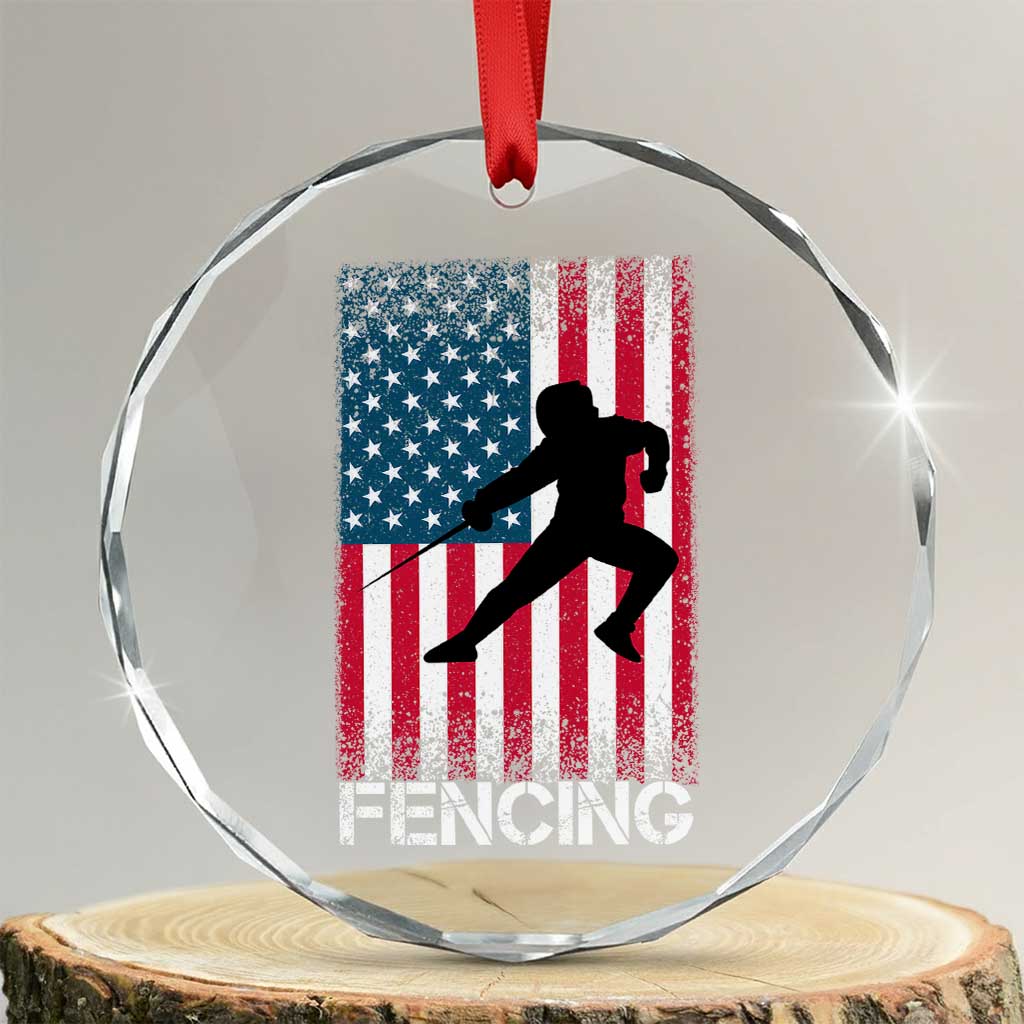 American Flag Fencing USA Patriotic Crystal Glass Ornament - Wonder Print Shop