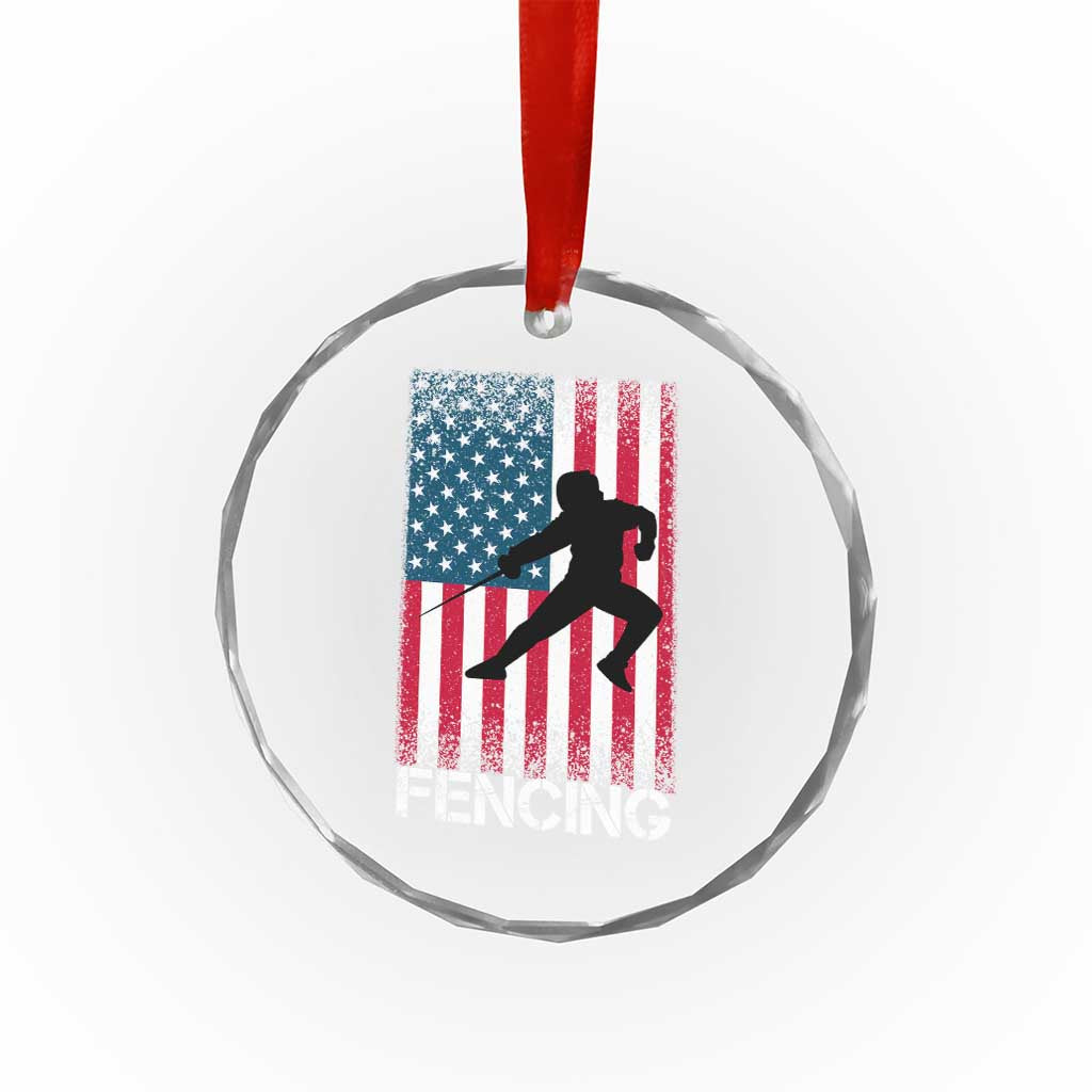 American Flag Fencing USA Patriotic Crystal Glass Ornament - Wonder Print Shop