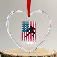 American Flag Fencing USA Patriotic Heart Crystal Glass Ornament - Wonder Print Shop