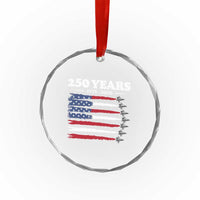 American Flag Fighter Jets Crystal Glass Ornament USA 250 Years Of Freedom