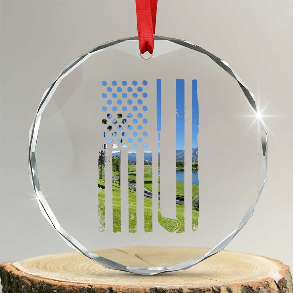 American Flag Golf Crystal Glass Ornament Golfer Funny Golf Club Golfing