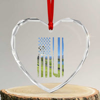 American Flag Golf Heart Crystal Glass Ornament Golfer Funny Golf Club Golfing
