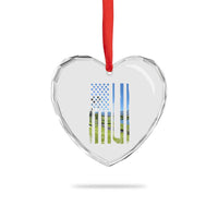 American Flag Golf Heart Crystal Glass Ornament Golfer Funny Golf Club Golfing