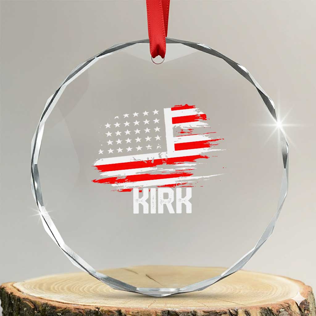 American Flag Kirk Crystal Glass Ornament Distressed Patriotic Team Charlie Tribute TS02