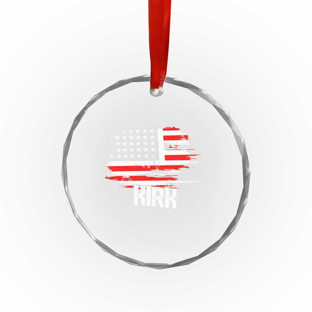 American Flag Kirk Crystal Glass Ornament Distressed Patriotic Team Charlie Tribute TS02