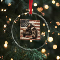 American Flag Motorcycle Crystal Glass Ornament Vintage Retro Biker USA 4th of July - Wonder Print Shop
