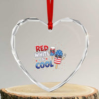 American Flag Popsicle Heart Crystal Glass Ornament Red White And Cool