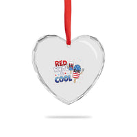 American Flag Popsicle Heart Crystal Glass Ornament Red White And Cool