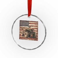 American Flag Quad 4 Wheeler Crystal Glass Ornament Vintage Retro Cool ATV Quadrider Off Road Clothing - Wonder Print Shop