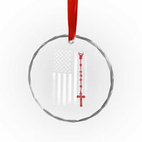 American Flag Rosary Catholic Cross Crystal Glass Ornament
