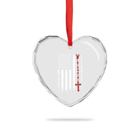 American Flag Rosary Catholic Cross Heart Crystal Glass Ornament