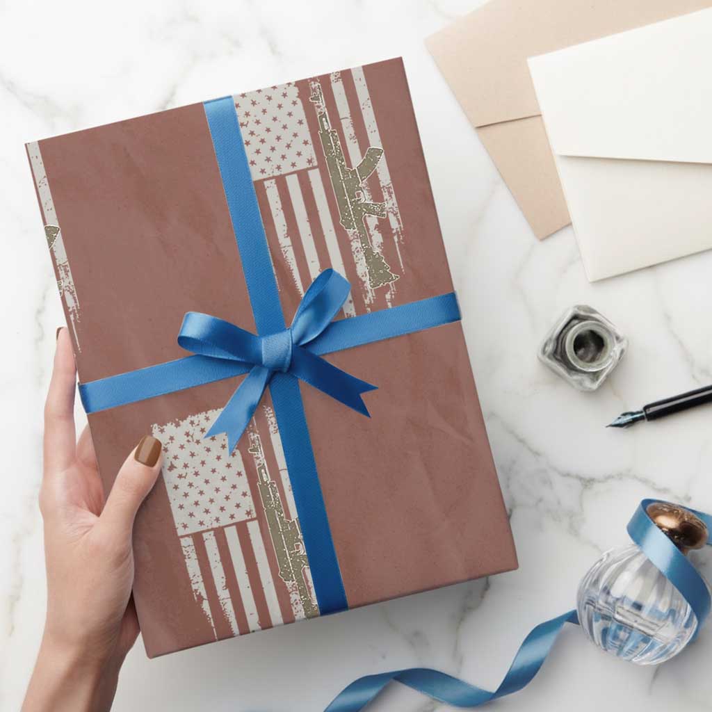 American Flag Second Amendment Wrapping Paper Roll Guns Weapons Rifles 2A Amendment Fathers Day US Flag