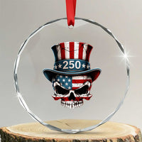 American Flag Skull Patriotic Pride Crystal Glass Ornament USA 250 Anniversary
