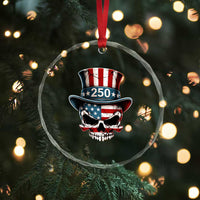 American Flag Skull Patriotic Pride Crystal Glass Ornament USA 250 Anniversary