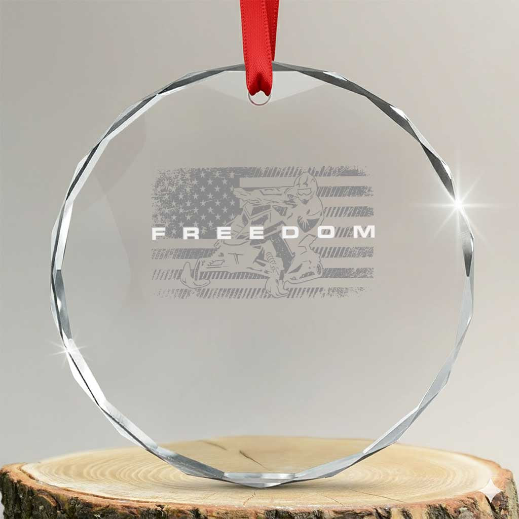 American Flag Snowmobile Freedom Winter Sport Crystal Glass Ornament - Wonder Print Shop