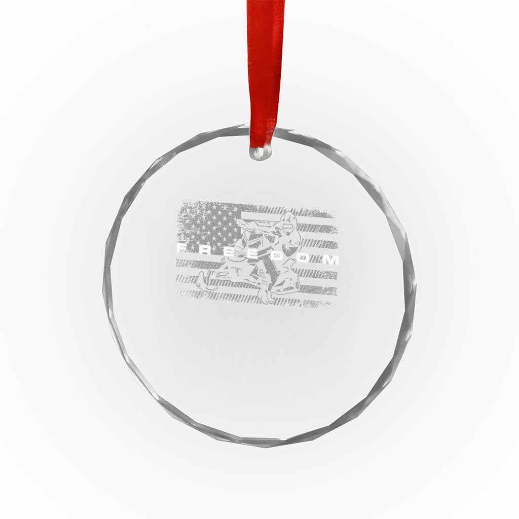 American Flag Snowmobile Freedom Winter Sport Crystal Glass Ornament - Wonder Print Shop