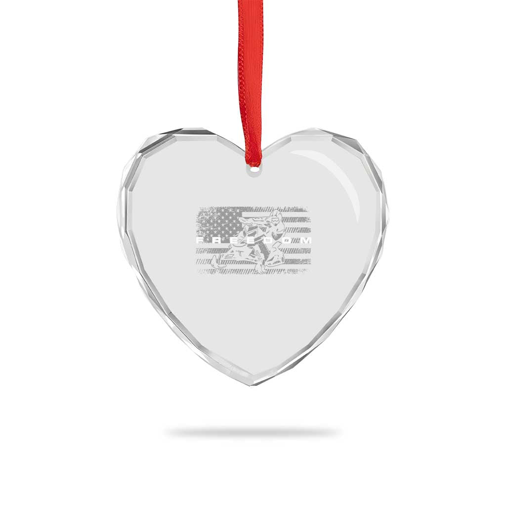 American Flag Snowmobile Freedom Winter Sport Heart Crystal Glass Ornament - Wonder Print Shop