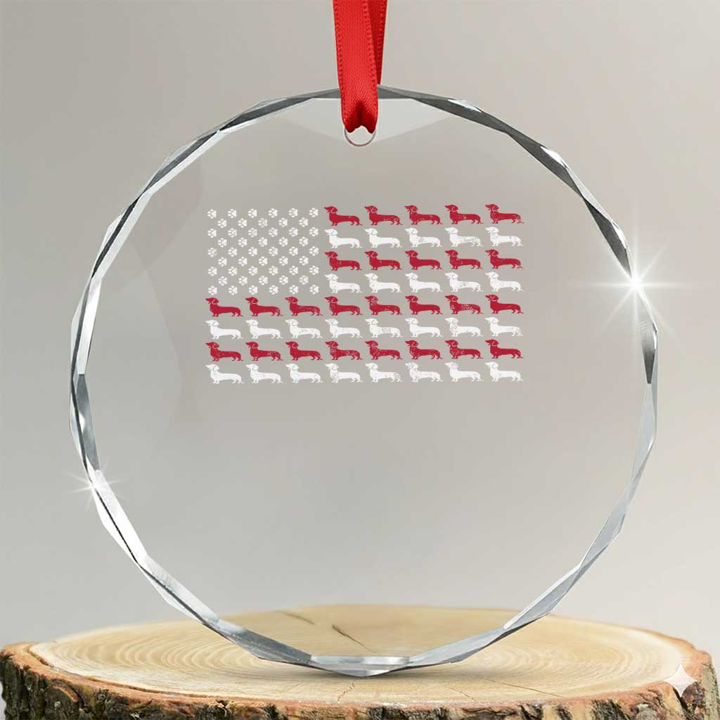 American Flag Vintage Patriotic Dachshund Dad Crystal Glass Ornament Weiner Dog Fathers Day Gifts For Dog Lovers Dad - Wonder Print Shop