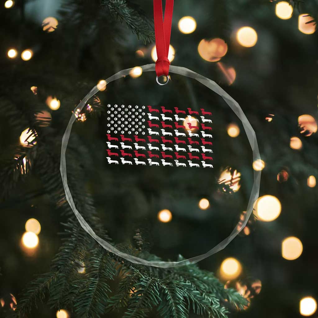 American Flag Vintage Patriotic Dachshund Dad Crystal Glass Ornament Weiner Dog Fathers Day Gifts For Dog Lovers Dad - Wonder Print Shop
