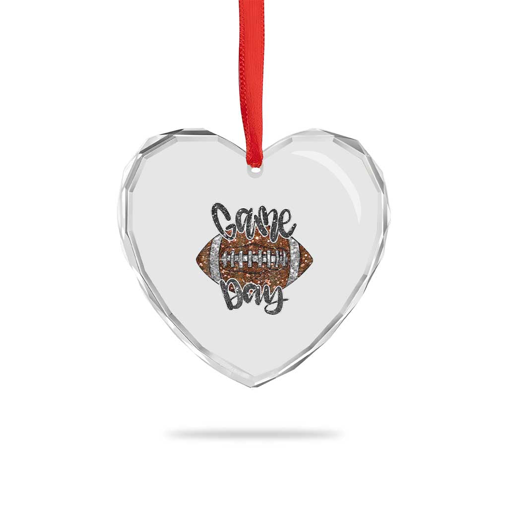 American Football Game Day Heart Crystal Glass Ornament Rugby Season - Wonder Print Shop