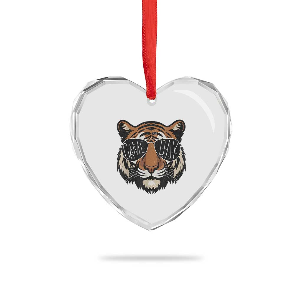 American Football Game Day Heart Crystal Glass Ornament Touchdown Season Cool Tiger - Wonder Print Shop