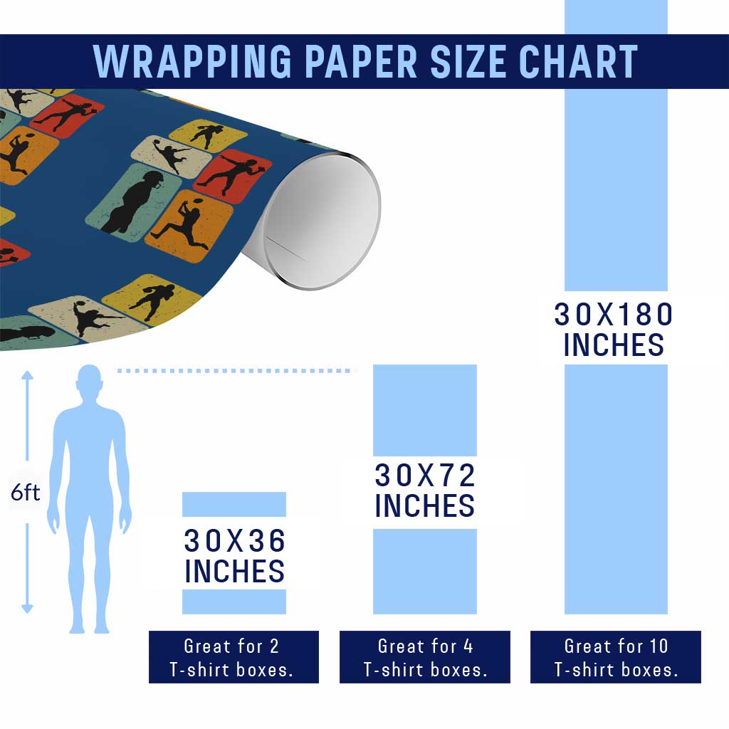 American Football Player Retro Vintage Sport Lover Wrapping Paper Roll - Wonder Print Shop