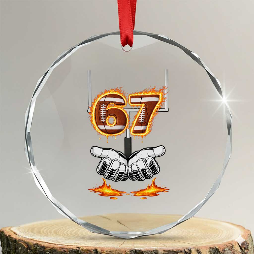 American Football Six Seven Meme Crystal Glass Ornament Fire Flame Drip - Wonder Print Shop
