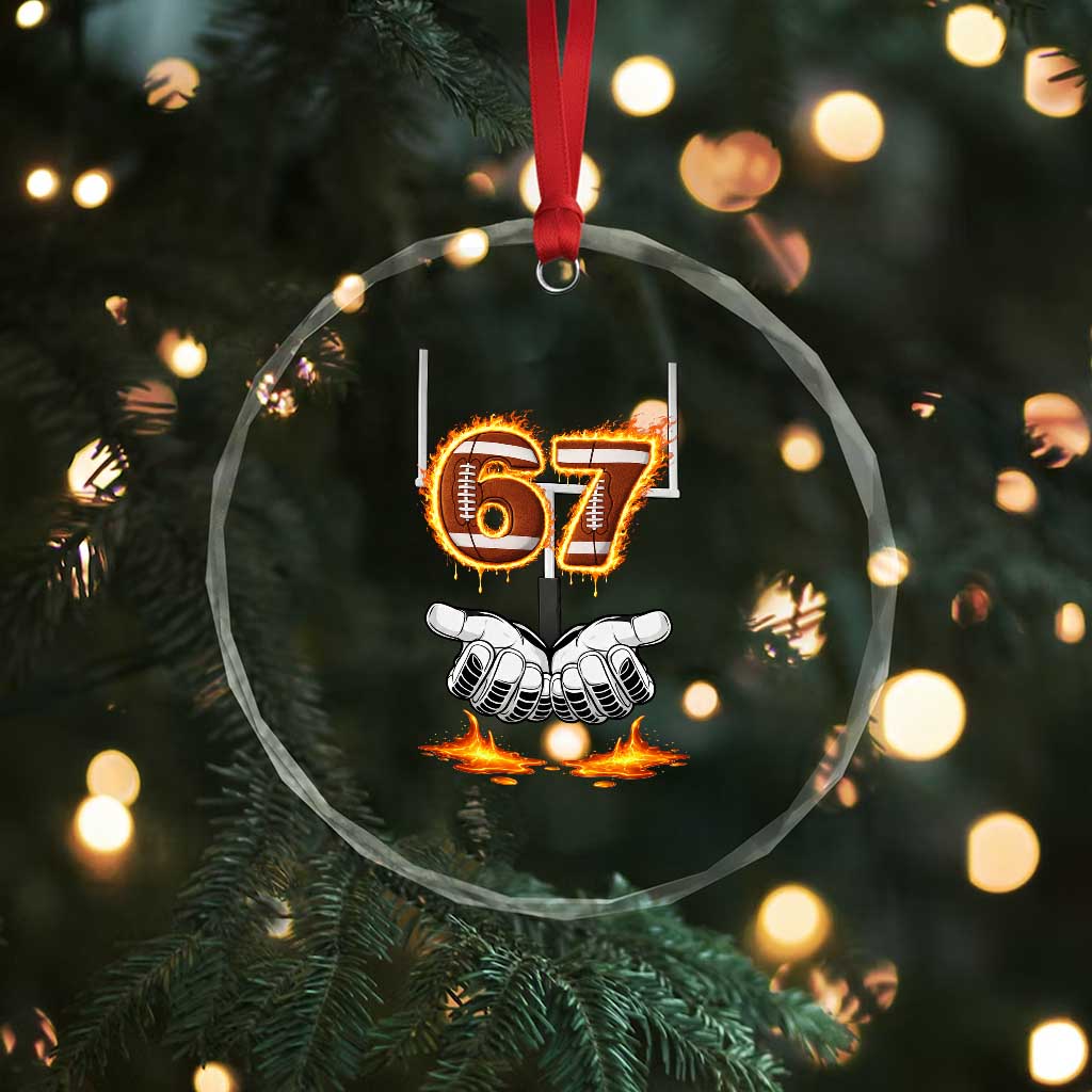 American Football Six Seven Meme Crystal Glass Ornament Fire Flame Drip - Wonder Print Shop