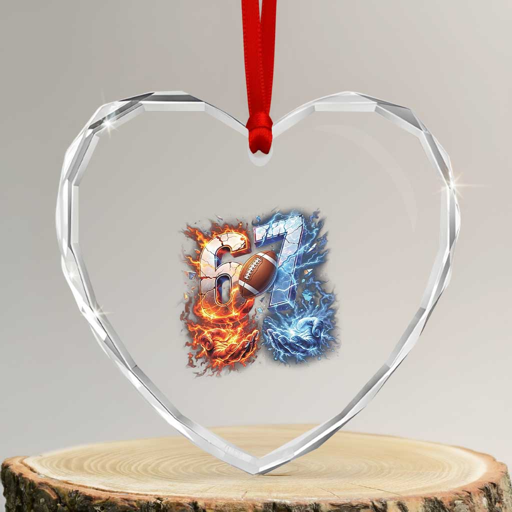 American Football Six Seven Meme Heart Crystal Glass Ornament Funny Gen Alpha Slang Gift