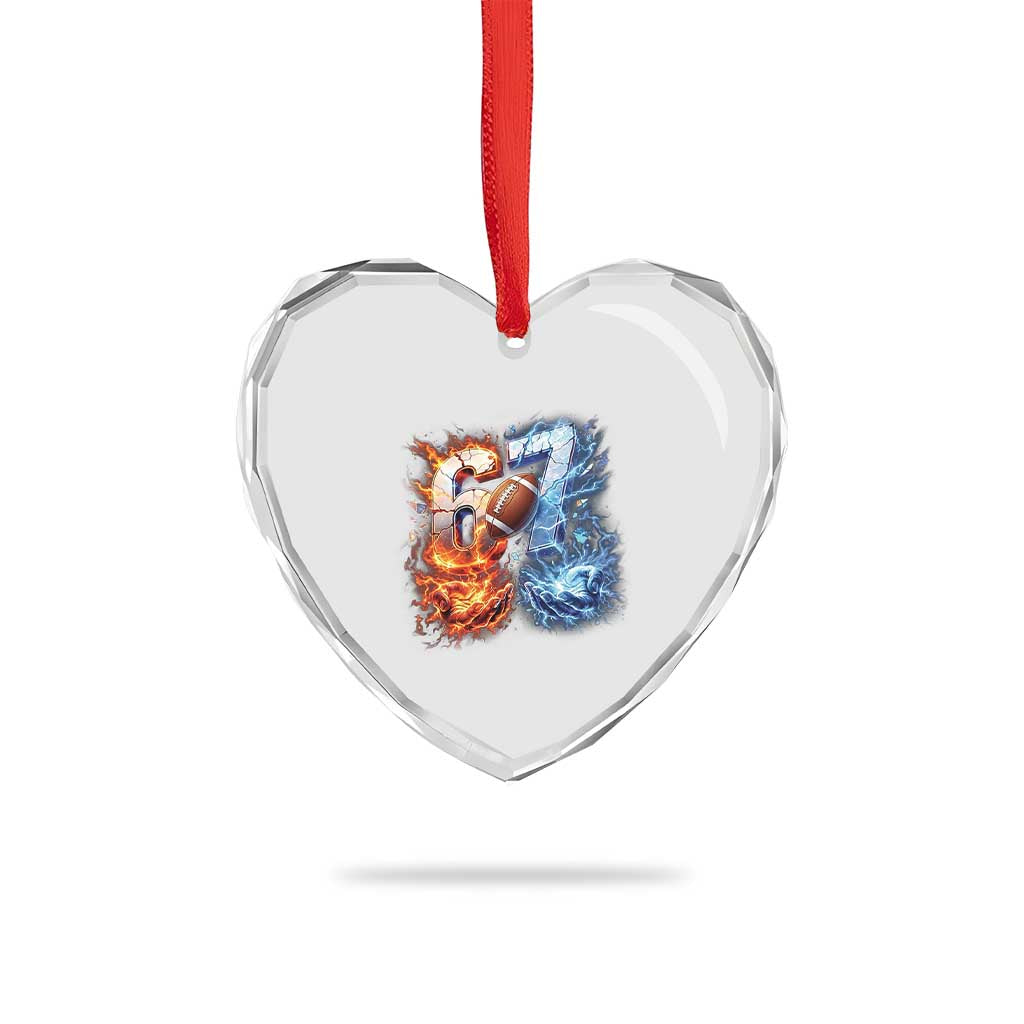 American Football Six Seven Meme Heart Crystal Glass Ornament Funny Gen Alpha Slang Gift