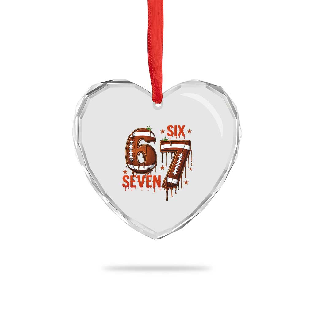 American Football Six Seven Meme Heart Crystal Glass Ornament Funny Gen Z Alpha Gift