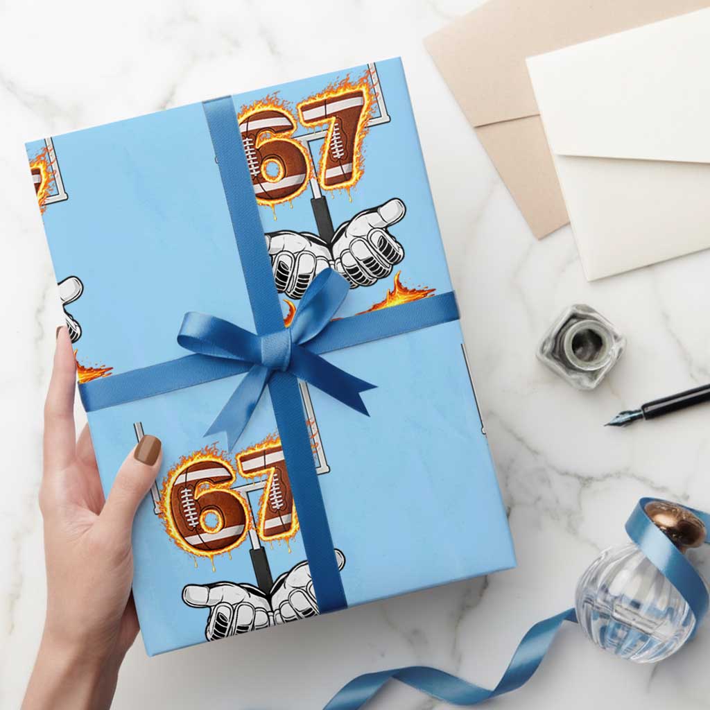 American Football Six Seven Meme Wrapping Paper Roll Fire Flame Drip - Wonder Print Shop