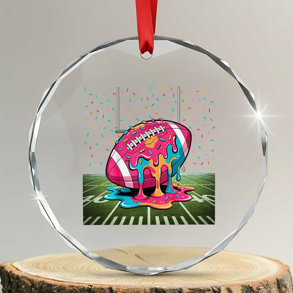 American Football Sprinkles Ice Cream Drip Field Goal Crystal Glass Ornament - Wonder Print Shop